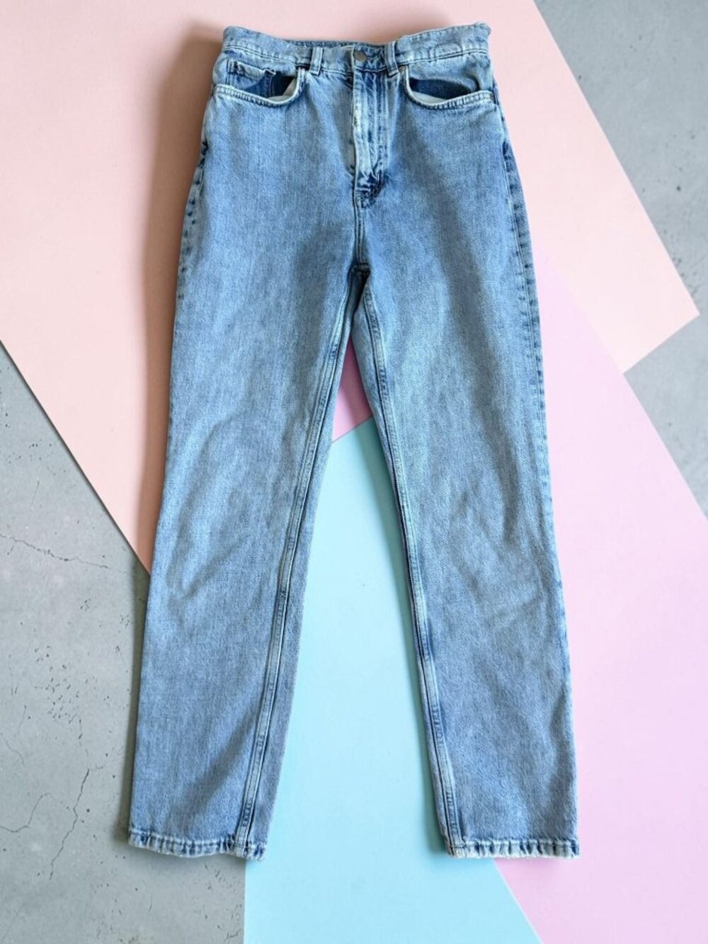 & OTHER STORIES Light Wash distressed Straight Leg Jeans Size 26